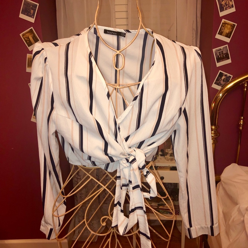 Striped Crop Long Sleeve Top